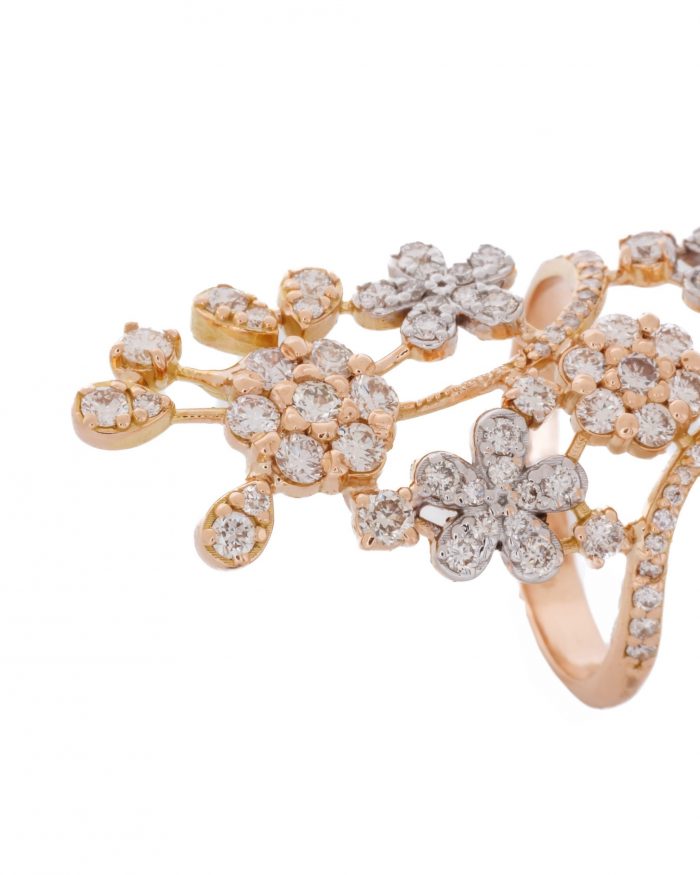 Exquisiter Diamantring im floralen Design 004B